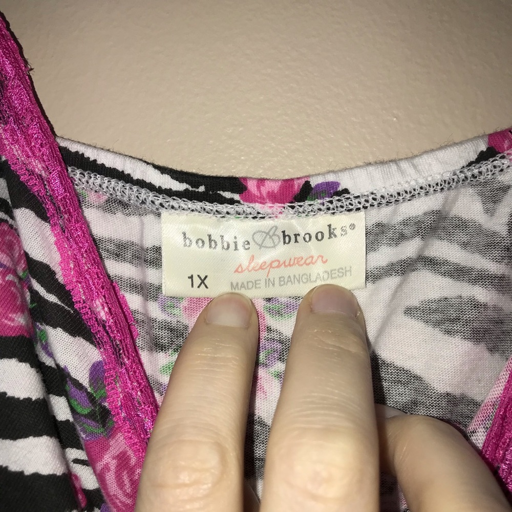 Bobbie Brooks Zebra Print Sleep Tank Sz 1X EUC - Picture 3 of 5